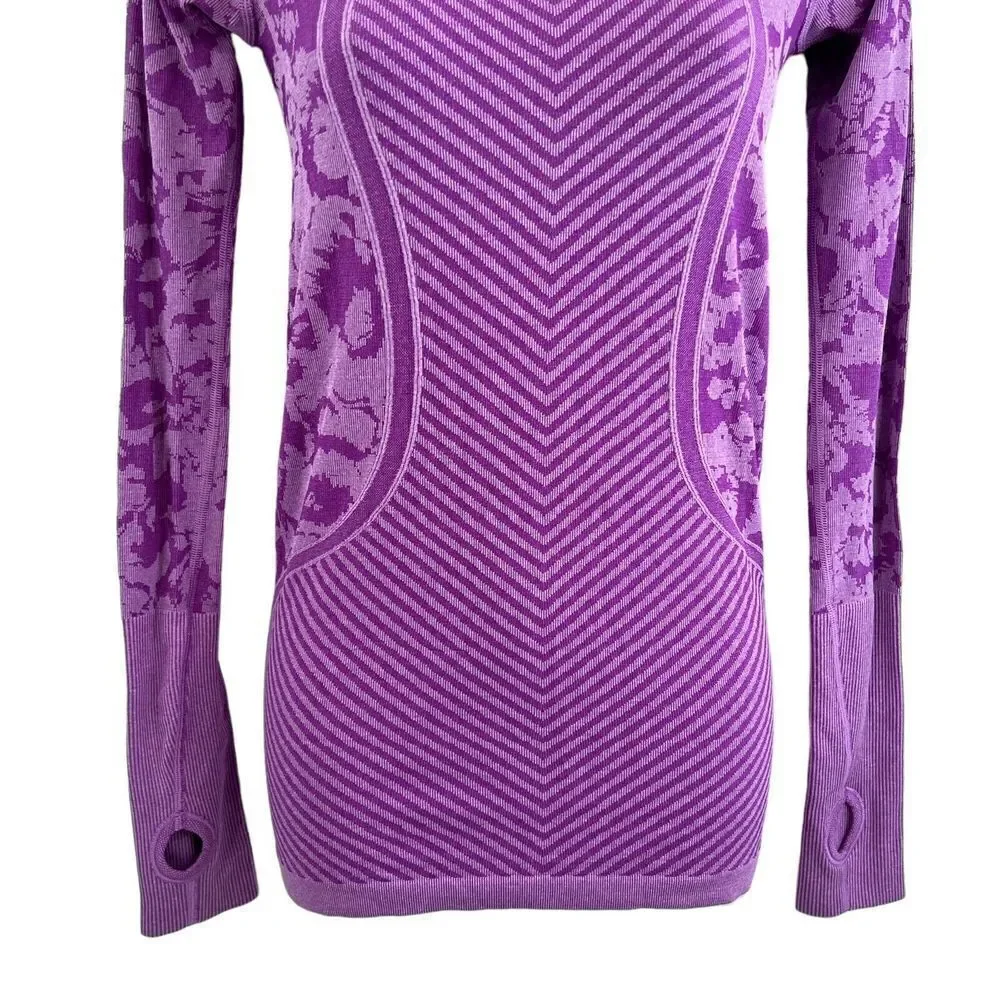 Lululemon Swiftly Tech Long Sleeve Top Women's Size 4 Purple Camo Running Yoga